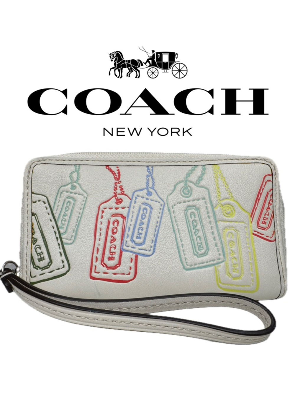 Coach White Leather Multicolor Y2K Hangtag Wallet - Picture 15 of 15